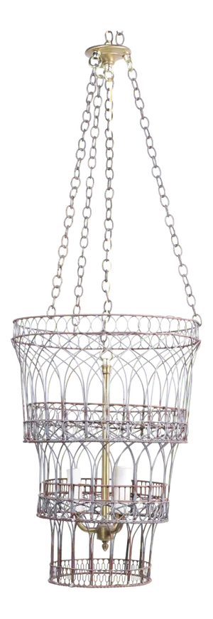 Vintage Handmade Chandelier Made of Metal Wire