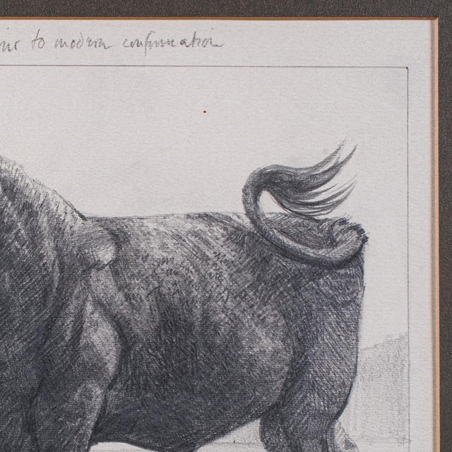Vintage Stamp Proof Sketch, English, Barry Driscoll, Welsh Black Bull, Framed For Sale - Image 6 of 10