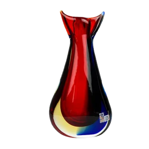 Red, Blue & Amber Submerged Murano Glass Vase by Michele Onesto for Made Murano Glass, 2019