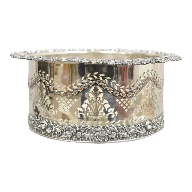 Antique English Sheffield Sterling Silver Mounted Silver Plated Champagne Bottle Coaster For Sale