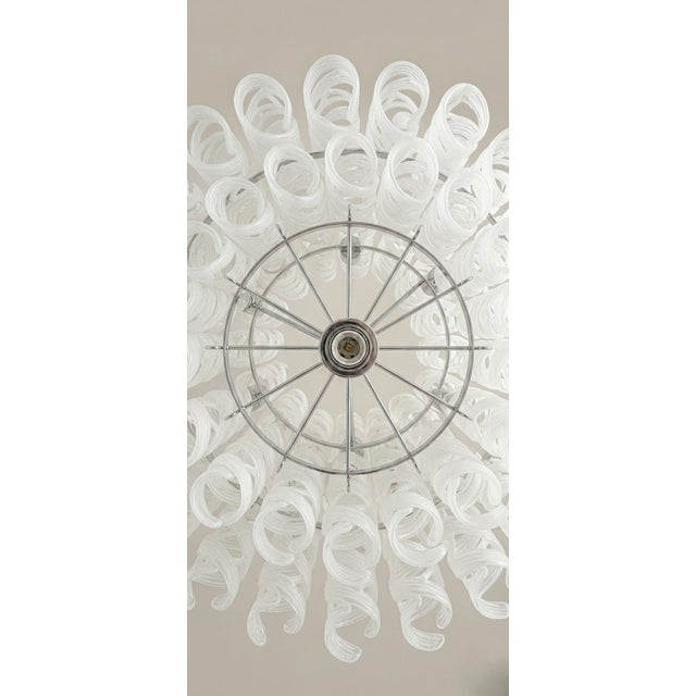 Vintage Italian White Glass Spiral Chandelier – Mid-Century Modern For Sale - Image 6 of 6
