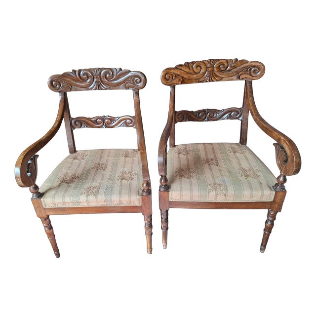 Charles X Style Armchairs in Wood, Early 1900s, Set of 2 For Sale