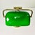 1970s Vintage Art Deco Arts & Crafts Emeraldite Bottle Green Glass Shade Brass Bankers Desk Lamp For Sale - Image 16 of 16