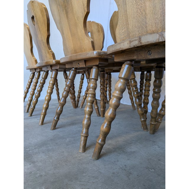Vintage Tyrolean Farmhouse Heart Cutout Wooden Dining Chairs, 1970s, Set of 8 For Sale - Image 15 of 18