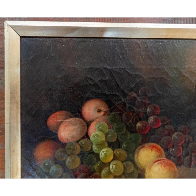 Farmhouse 19th Century Rustic Farmhouse Still Life Fruit Painting With Bird's Nest, Signed For Sale - Image 3 of 11
