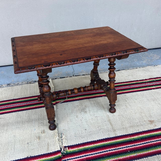 Antique Walnut William and Mary Style Turned Leg Small Sized Side Table, Circa 1920's For Sale - Image 12 of 12