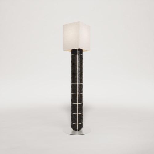 Ceramic Large Navazi Floor Lamp in Ceramic with Linen and Frosted Glass by Svitanok For Sale - Image 7 of 9