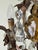 Gold Hollywood Regency Crystal 6-Arm Chandelier with Hand-Painted Rose Details from Palwa, 1950s For Sale - Image 8 of 18