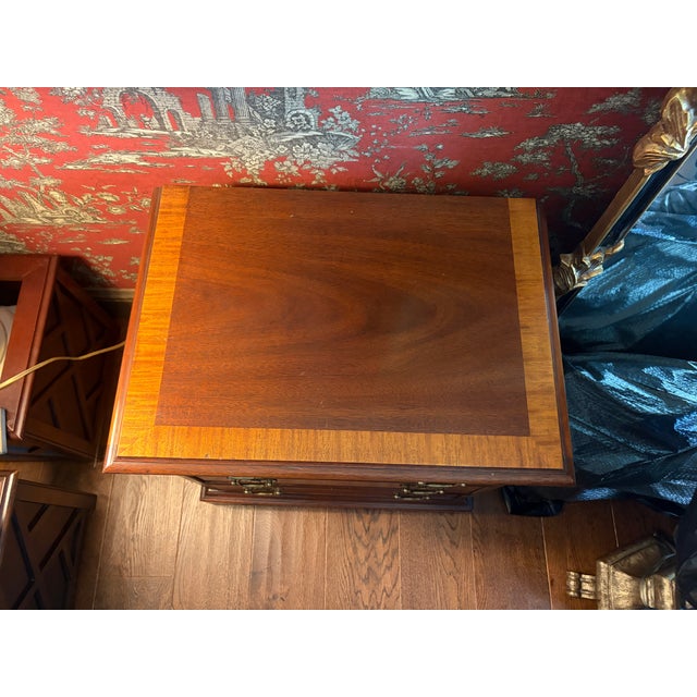 Dixie Furniture Chippendale Mahogany 4 Poster Queen Bed, 2 Nightstands, and 1 Highboy Dresser For Sale - Image 17 of 18
