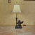 Vintage Neoclassical Bronze Winged Lion Griffin Table Lamp With Linen Shade For Sale - Image 4 of 18