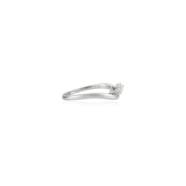 Early 21st Century Marquise Cut Diamond Contemporary Soliatire Ring Wave Band Size 7 in 14k White Gold For Sale - Image 5 of 14