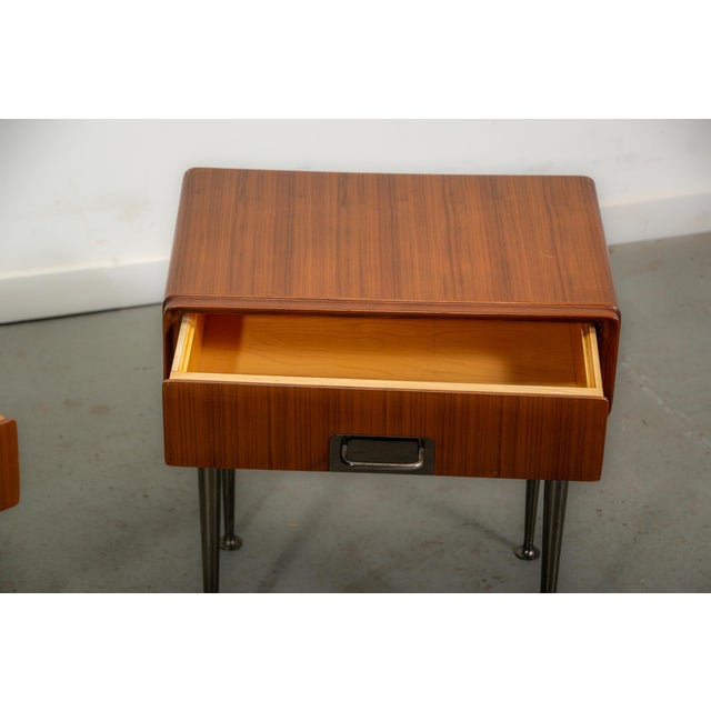 1970s Italian Nightstands in Teak with Brass Details. 1970s, Set of 2 For Sale - Image 5 of 12