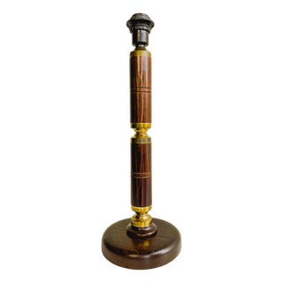 Dark Pine and Brass Table Lamp from Aneta, Sweden, 1970s For Sale