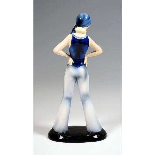 Goldscheider Vienna Sailor Girl in Flared Pants by Stephan Dakon, 1930s For Sale - Image 3 of 6