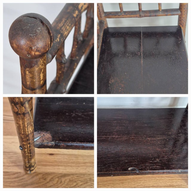 Early 1900s English Aesthetic Movement Burnt Bamboo Bookshelf Etagere For Sale - Image 9 of 11