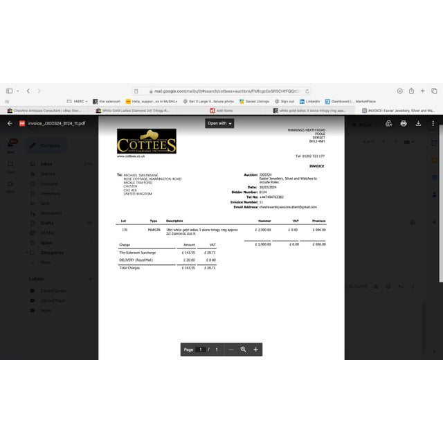 Exquisite 18ct White Gold Trilogy Diamond Engagement Ring – 2ct, British Vintage Original For Sale - Image 17 of 18