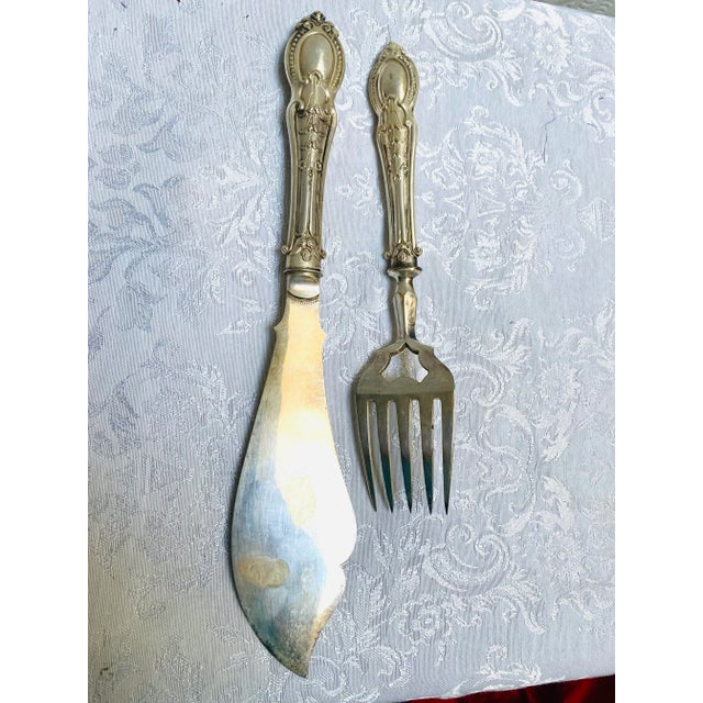 1878 Silverplated Hand Etched Fish Carving Set by Ainsworth Taylor Birmingham Uk- 2 Pieces For Sale - Image 10 of 12