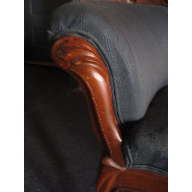 Wood Late 19th Century Antique Victorian Ornate Heavily Carved Walnut Loveseat For Sale - Image 7 of 16