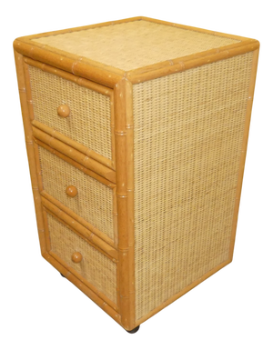 Vintage Rattan and Bamboo Chest of Drawers with Casters, 1970s