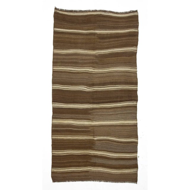 Textile Vintage Turkish Brown Natural Wool Kilim Rug - 5′1″ × 10′ For Sale - Image 7 of 7