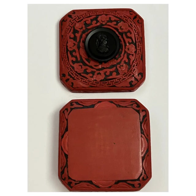 Ooak Cinnabar Box/ Antique Jet Cameo For Sale In Los Angeles - Image 6 of 12