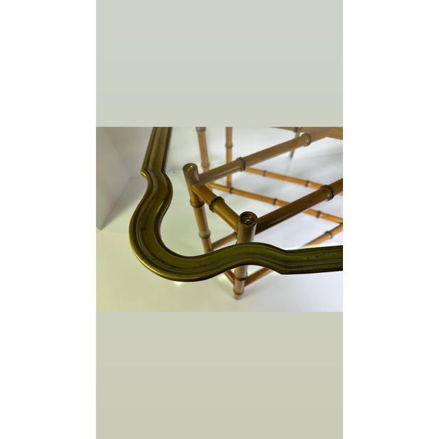 1970s Regency Style Faux Bamboo and Brass Coffee Table For Sale - Image 4 of 12