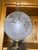 1940s French Victorian Electrified Oil Lamp With Etched Hand Blown Globe and Clear Chimney With Brass Base For Sale In Monterey, CA - Image 6 of 9