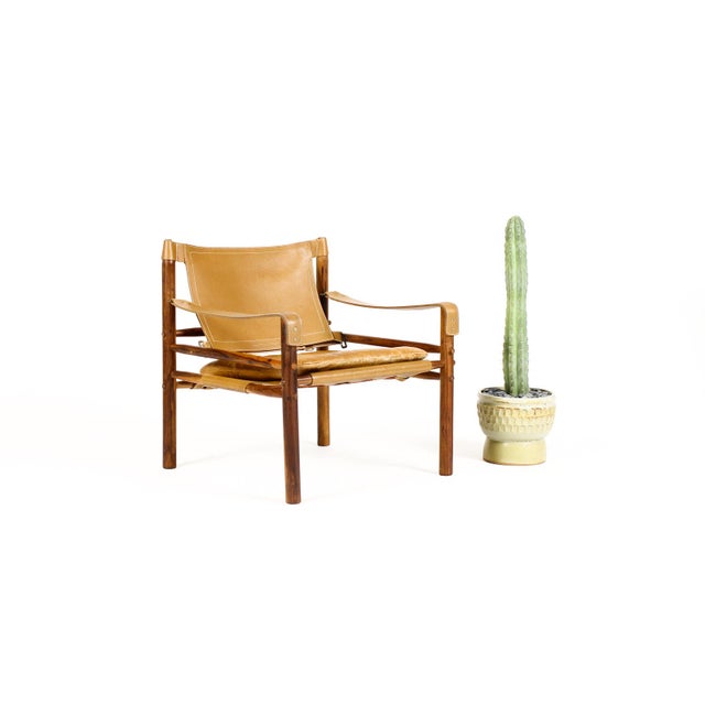 #2203 – Danish Modern / Mid Century Rosewood Sirocco Lounge Chair – Arne Norell — Tan Leather Sling Great vintage Sirocco...