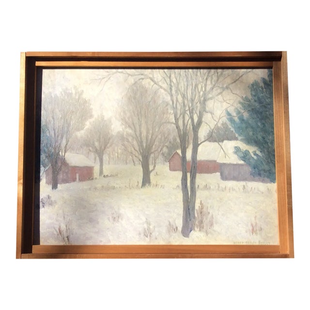 Vintage Henry Trask Reilly Vermont Winter Landscape Oil Painting - Original American Impressionist Art For Sale