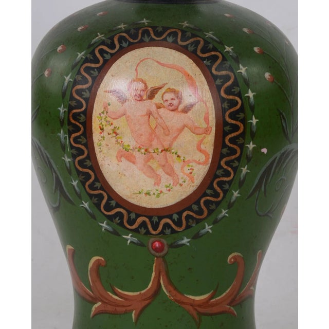 Asparagus Hand-Painted Angels and Lace Pattern Table Lamp For Sale - Image 8 of 10
