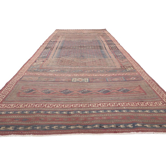 Mid-Century Modern Antique Persian Shahsavan Kilim Rug- 05'03 X 18'00 For Sale - Image 3 of 9
