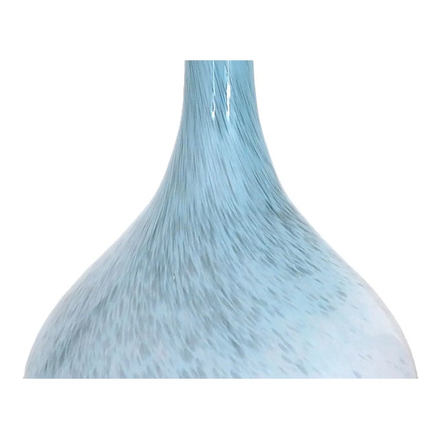 Contemporary Pair of Murano Style Blue & White Glass Table Lamps For Sale - Image 3 of 6