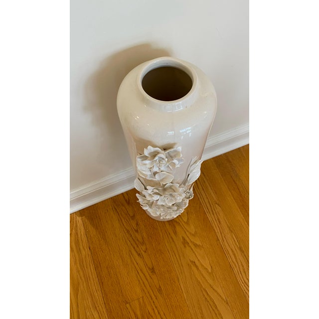 2010s White Textured Porcelain Tall Vase For Sale - Image 5 of 6