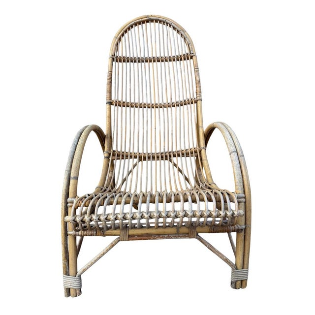 Wood Set of Rattan Armchairs, 1950s For Sale - Image 7 of 18