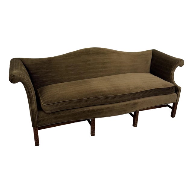 Antique English Chippendale Style Camelback Sofa For Sale
