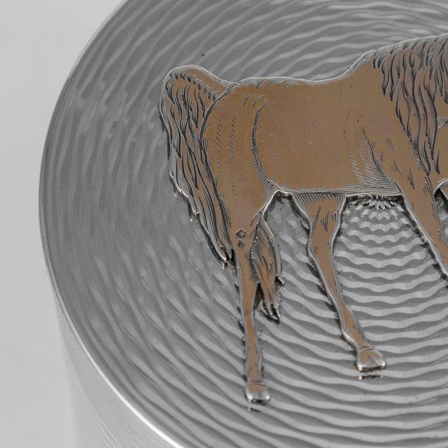 1960s Silver Cigarette Box & Matchbox with Gold Horse Detail from Hermes, 1960s, Set of 2 For Sale - Image 5 of 17