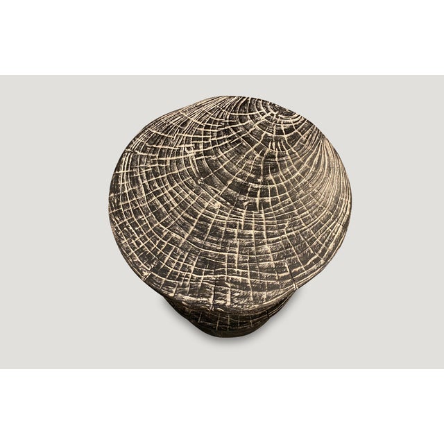 Contemporary Andrianna Shamaris Cerused Teak Wood Side Table For Sale - Image 3 of 5