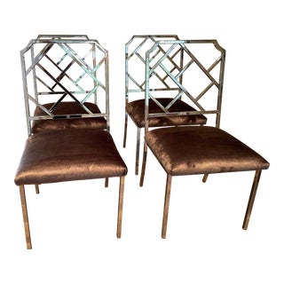 1970s Milo Baughman for Dia Chrome Chippendale Dining Chairs - Set of 2 For Sale