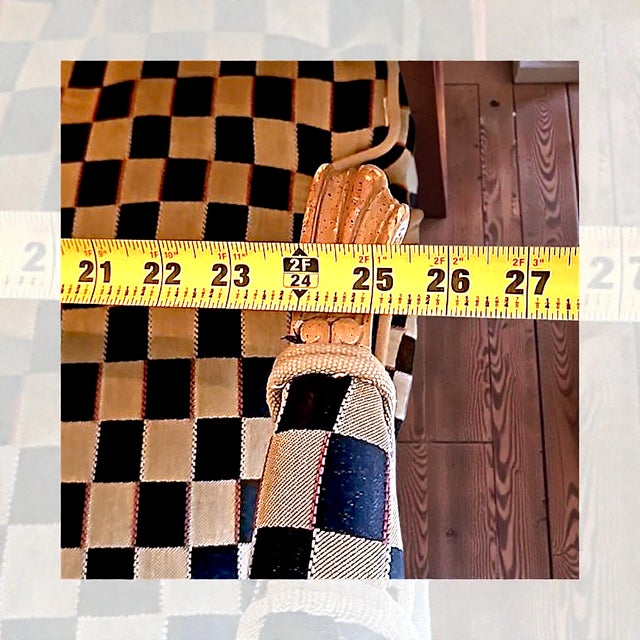 1960’s Polychromed Beechwood Louis XV Checker Upholstered Fauteuil For Sale - Image 15 of 17