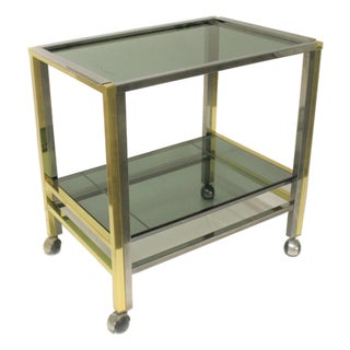 Vintage Brass & Chrome Two Tier Bar Trolley, 1970s For Sale