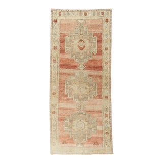 Vintage Circa 1940 Turkish Oushak Hand Knotted Wool Runner, Terracotta, 5'1 X 11'9 For Sale