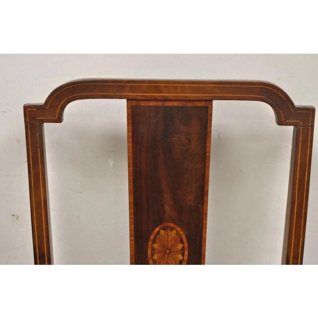 Antique Edwardian Mahogany Side Chair With Pencil and Pinwheel Inlay For Sale - Image 4 of 11