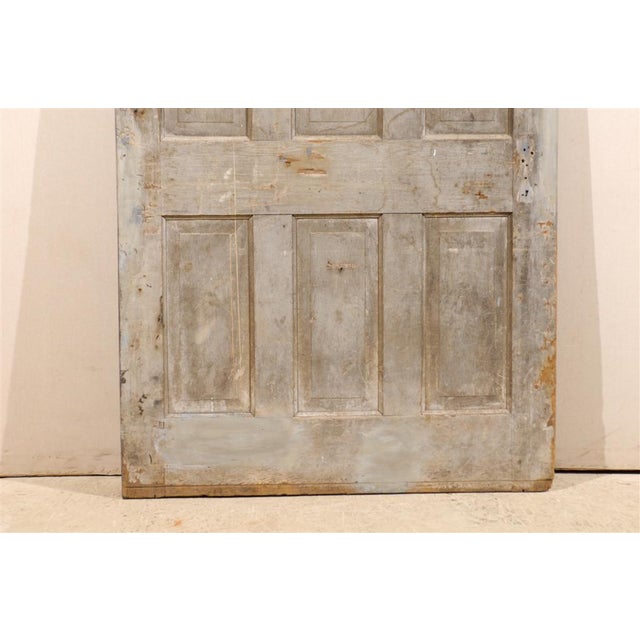 Rustic Vintage Oversized Grey Painted Wood Six-Panel Door For Sale - Image 3 of 8