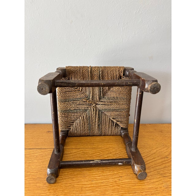 Wood Antique English Oak and Rope Stool For Sale - Image 7 of 7