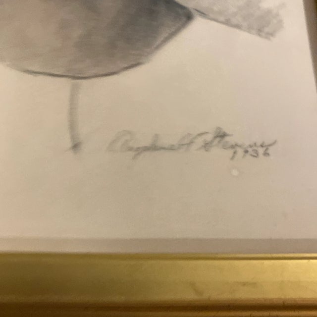 Hollywood Regency 1930’s Original Pastel Female Portrait Drawing Signed Vintage Frame For Sale - Image 3 of 6