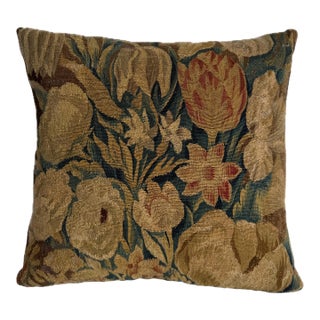 17th Century Brussels Botanical Tapestry Pillow For Sale