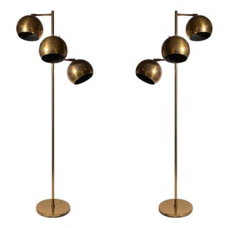 Vintage Koch & Lowy Sonneman Arredoluce Angelo Lelii Brass Floor Lamps For Sale