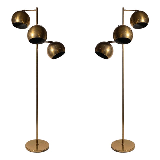 Vintage Koch & Lowy Sonneman Arredoluce Angelo Lelii Brass Floor Lamps For Sale