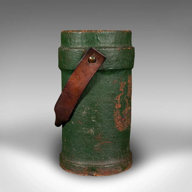 Victorian 1900s Victorian Antique Household Carry, English, Canvas, Leather, Storage Bucket For Sale - Image 3 of 11