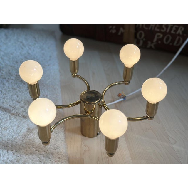 German Gold Metal Ceiling Lamp, 1980s For Sale - Image 12 of 18